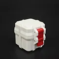 White 3ml 4-slot vial holder with red buckle latch